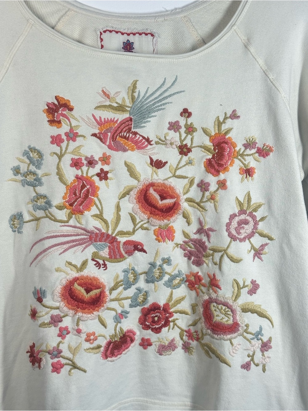 Johnny Was Los Angeles Brielle Embroidered Floral Bird Sweatshirt – Medium - Picture 4 of 7
